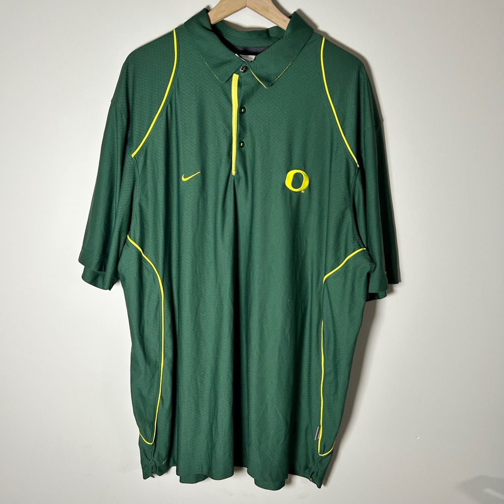Nike Polo Shirt Mens 3XL Green Oregon Ducks Dri-FIT Short Sleeve Piping